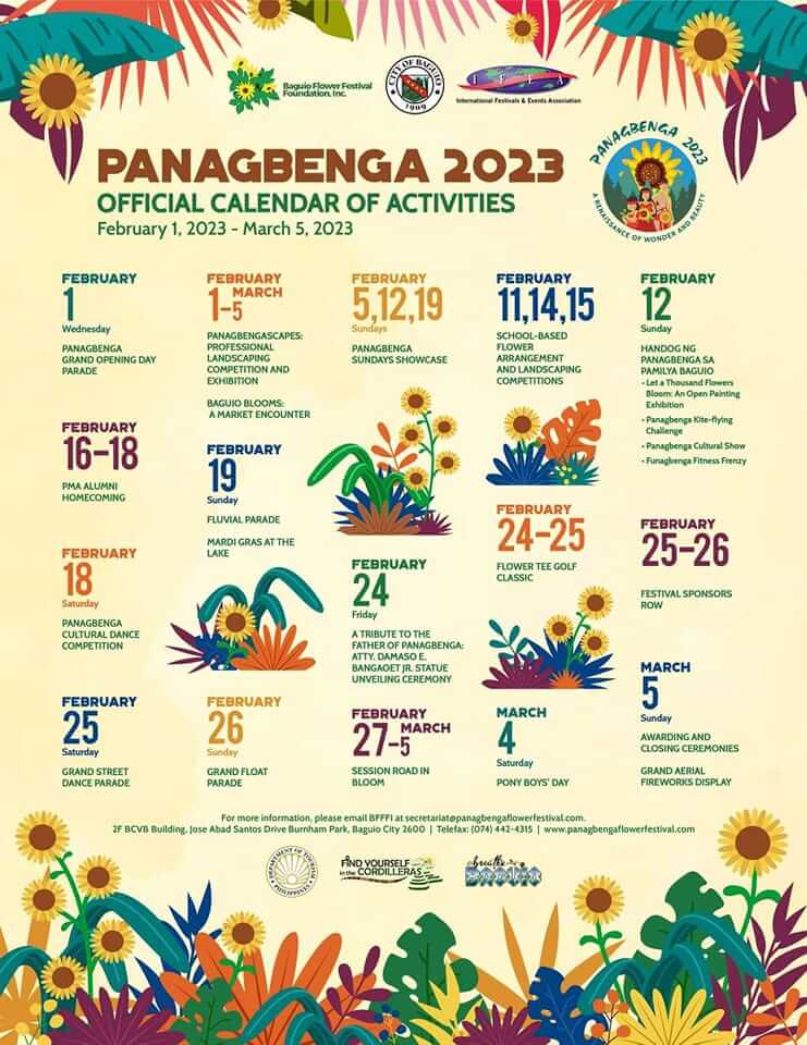 Panagbenga 2023 Official Calendar of Activities